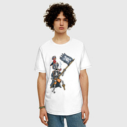 Футболка оверсайз мужская Мёртвый пират с флагом, цвет: белый — фото 2