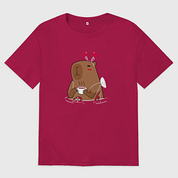 Футболка оверсайз мужская Капибара купидон, цвет: маджента