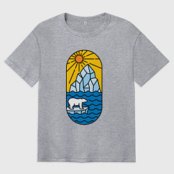 Футболка оверсайз мужская Мишка на льдине, цвет: меланж