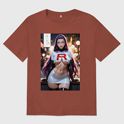 Футболка оверсайз мужская Джесси Команда R Покемон, цвет: кирпичный