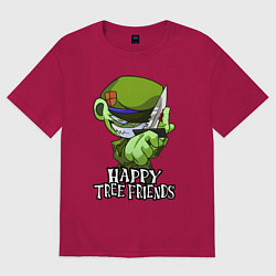 Футболка оверсайз мужская Happy three friends - Flippy, цвет: маджента