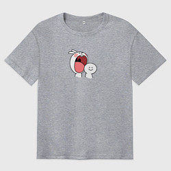 Футболка оверсайз мужская Мультяшный кролик для пары, цвет: меланж