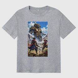 Футболка оверсайз мужская Битва героев, цвет: меланж