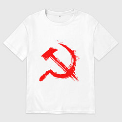 Футболка оверсайз мужская Sickle and hammer red paint, цвет: белый