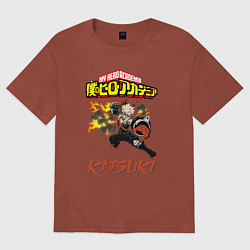 Футболка оверсайз мужская Моя геройская академия Кацуки, цвет: кирпичный