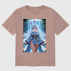 Футболка оверсайз мужская Зайка в гармонии с природой, цвет: пыльно-розовый