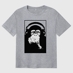 Футболка оверсайз мужская Monkey in the headphones, цвет: меланж