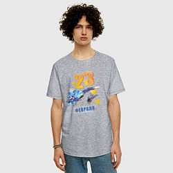 Футболка оверсайз мужская 23 февраля - самолет, цвет: меланж — фото 2