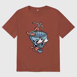 Футболка оверсайз мужская Сумасшедший скейтер, цвет: кирпичный