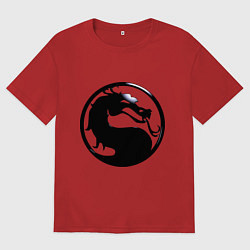 Футболка оверсайз мужская Смертельная битва - логотип, цвет: красный