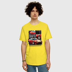 Футболка оверсайз мужская Спортивная машина по кусочкам и целиком, цвет: желтый — фото 2