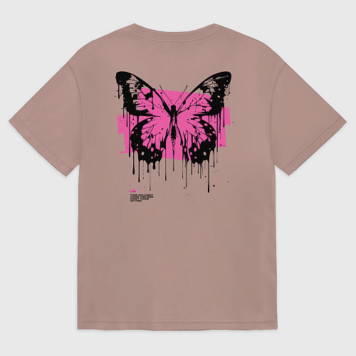 Мужская футболка оверсайз Rock the butterfly / Пыльно-розовый – фото 2