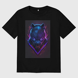 Футболка оверсайз мужская Черная пантера маска, цвет: черный