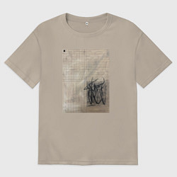 Футболка оверсайз мужская Mosa geometry, цвет: миндальный