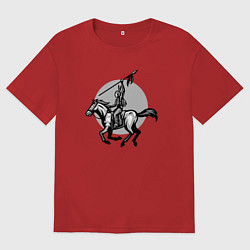 Футболка оверсайз мужская Индеец на коне, цвет: красный
