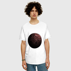 Футболка оверсайз мужская Планета арт, красная, цвет: белый — фото 2