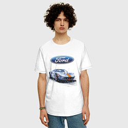 Футболка оверсайз мужская Ford motorsport - sketch, цвет: белый — фото 2