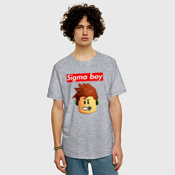Футболка оверсайз мужская Sigma boy roblox head - мем Роблокс Сигма бой, цвет: меланж — фото 2