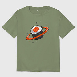 Футболка оверсайз мужская Ролл сатурн, цвет: авокадо