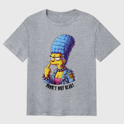 Футболка оверсайз мужская Marge Simpson - punks not dead motto, цвет: меланж