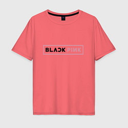 Футболка оверсайз мужская Blackpink - emblem of group of South Korea, цвет: коралловый