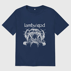 Футболка оверсайз мужская Lamb of god - skull, цвет: тёмно-синий