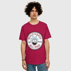 Футболка оверсайз мужская Нашивка с Риком Санчесом, цвет: маджента — фото 2