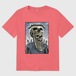 Футболка оверсайз мужская Metallica - playbill, цвет: коралловый