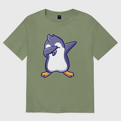 Футболка оверсайз мужская Dab penguin, цвет: авокадо