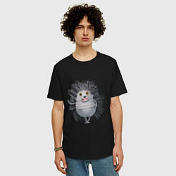 Футболка оверсайз мужская Cartoon hedgehog gray, цвет: черный — фото 2