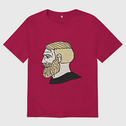Футболка оверсайз мужская Мем с бородатым мужиком, цвет: маджента