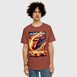 Футболка оверсайз мужская Logo of the Rollings Stones, цвет: кирпичный — фото 2