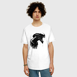 Футболка оверсайз мужская Мощный ксеноморф, цвет: белый — фото 2