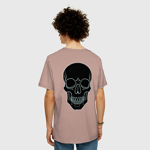Мужская футболка оверсайз Skull black / Пыльно-розовый – фото 4