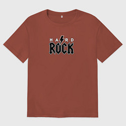 Футболка оверсайз мужская Hard rock in black white, цвет: кирпичный