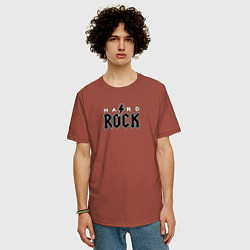 Футболка оверсайз мужская Hard rock in black white, цвет: кирпичный — фото 2