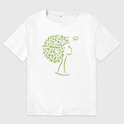 Футболка оверсайз мужская Эко девчонка, цвет: белый