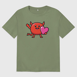 Футболка оверсайз мужская Дьяволёнок с сердцем, цвет: авокадо