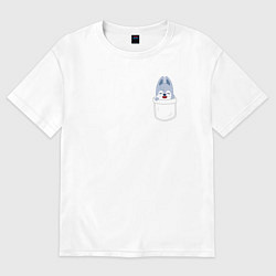 Футболка оверсайз мужская Wolf Chan in pocket, цвет: белый