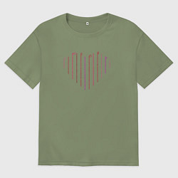 Футболка оверсайз мужская Любовь на сердце, цвет: авокадо