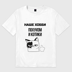 Футболка оверсайз мужская Наше хобби котики мем, цвет: белый
