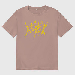 Футболка оверсайз мужская Танцы скелетов, цвет: пыльно-розовый