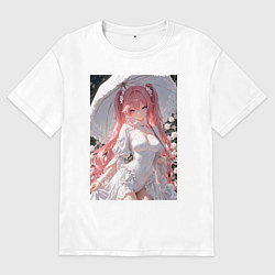 Футболка оверсайз мужская Принцесса сидит под зонтиком, цвет: белый