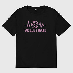 Футболка оверсайз мужская Волейбольный пульс, цвет: черный