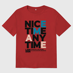 Футболка оверсайз мужская Nice time any time, цвет: красный