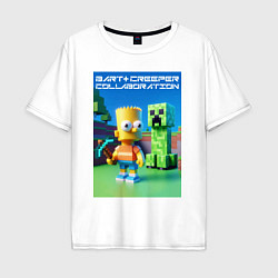 Футболка оверсайз мужская Bart and Creeper - collaboration ai art, цвет: белый