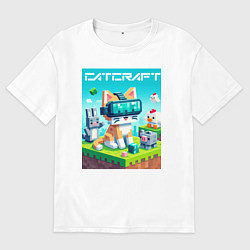 Футболка оверсайз мужская Catcraft - collaboration ai art, цвет: белый