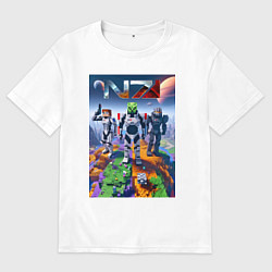 Футболка оверсайз мужская Mass effect and Minecraft - ai art collaboration, цвет: белый