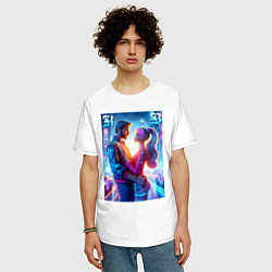 Футболка оверсайз мужская Любовь Барби и Кена - нейроарт, цвет: белый — фото 2