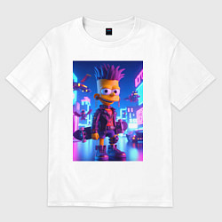 Футболка оверсайз мужская Bart Simpson with a skateboard - art punk, цвет: белый